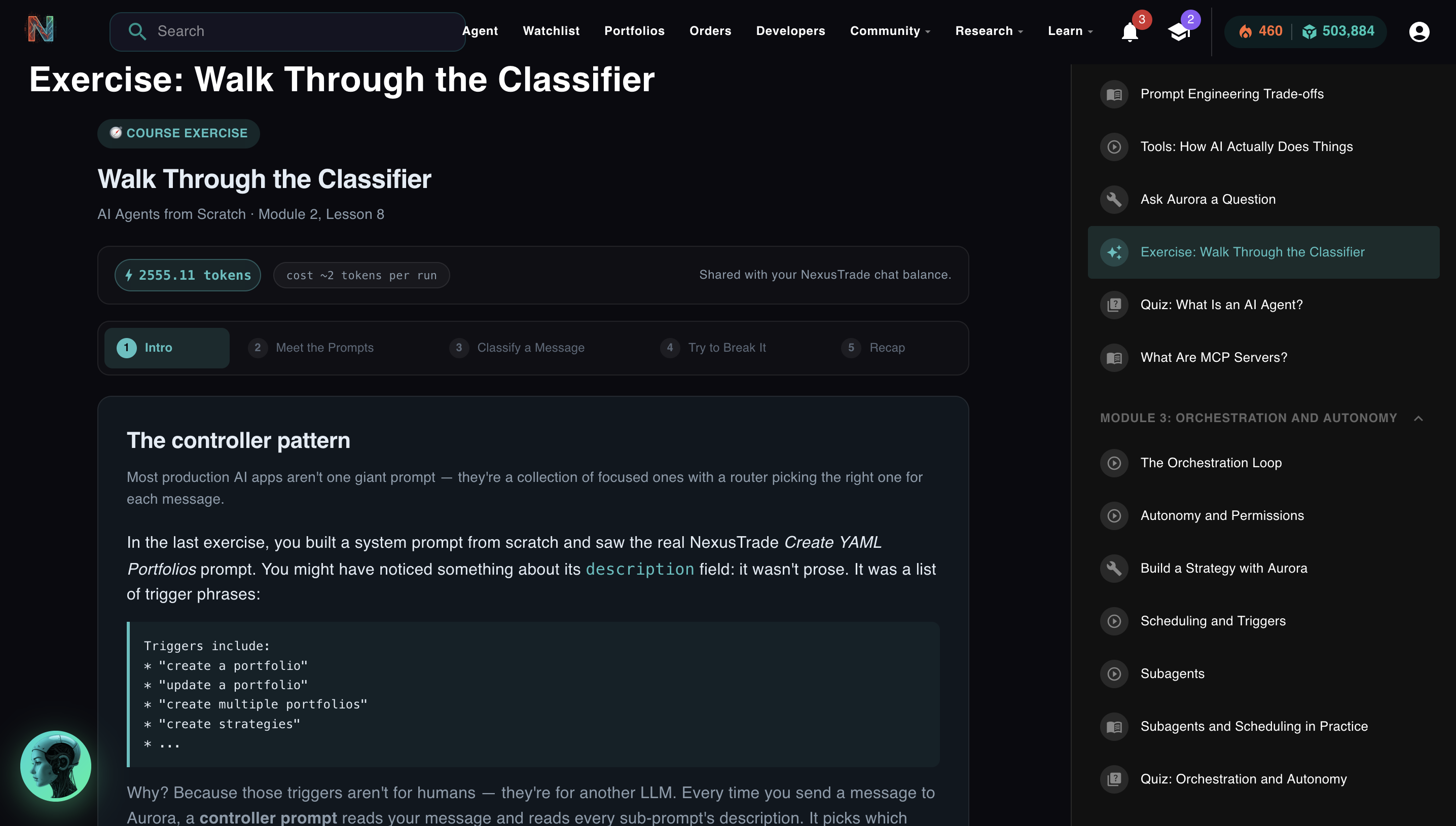 Exercise: Walk Through the Classifier — send messages and watch the live Gemini Flash router classify them