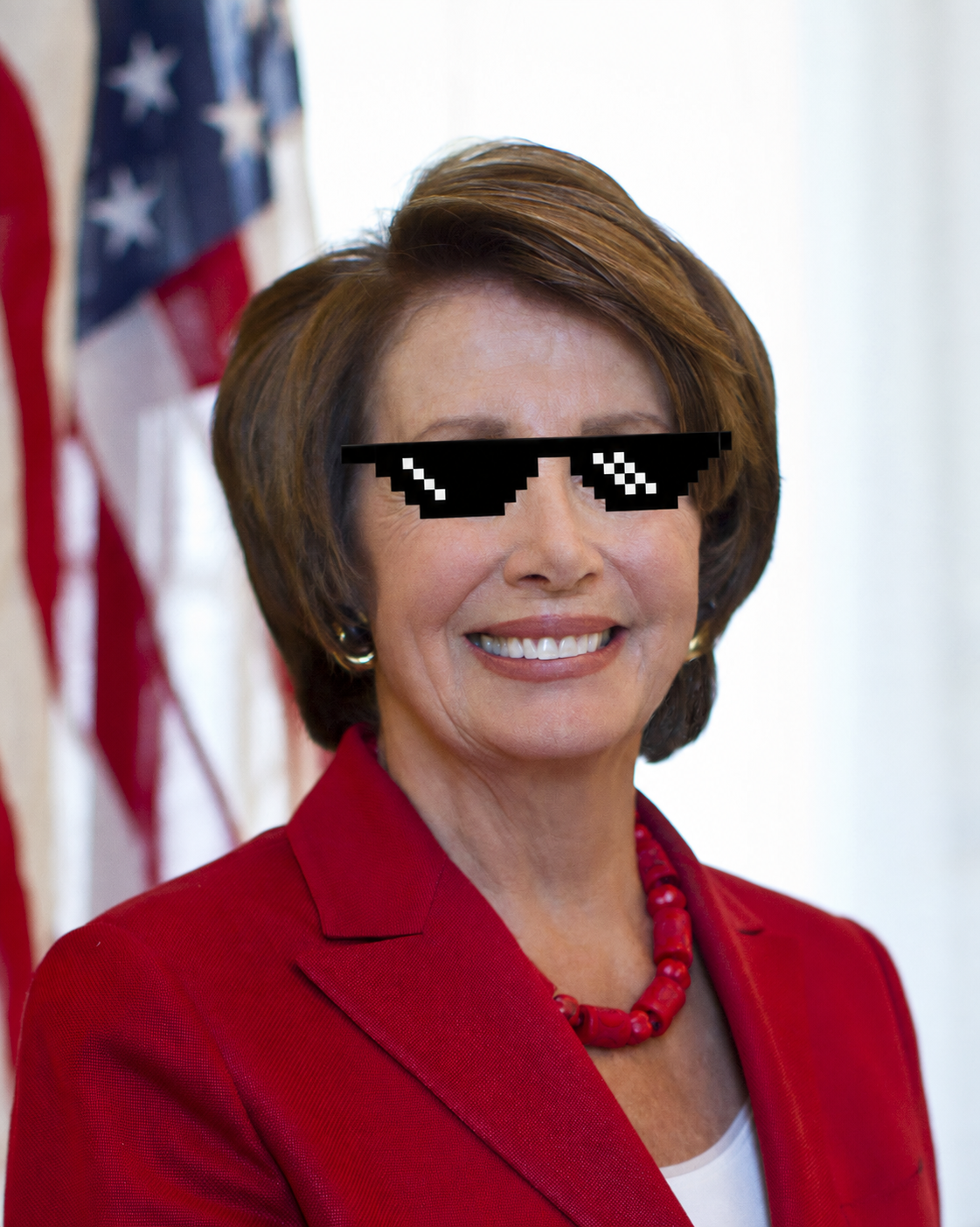 Official U.S. House portrait of Nancy Pelosi with pixelated sunglasses