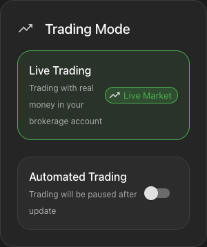 Live Trading mode with Automated Trading switched off