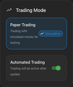 Paper trading evaluation control in Deployment Center
